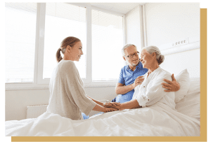 senior couple on hospital - life settlements bed with woman life settlements settlement viatical